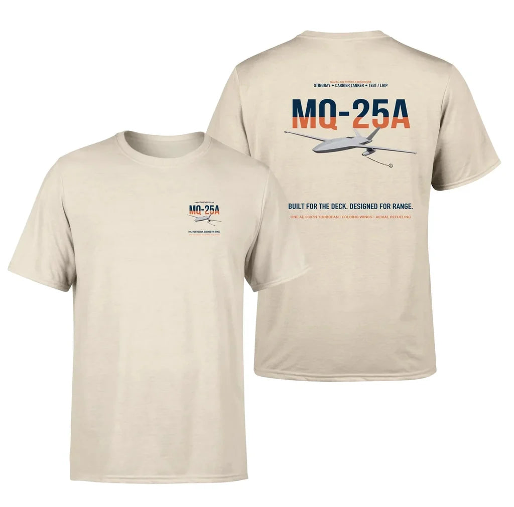 MQ-25A STINGRAY design on beige double-side t-shirt, double-side print