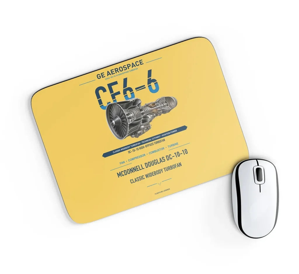 CF6-6 design on yellow rectangle mouse pad