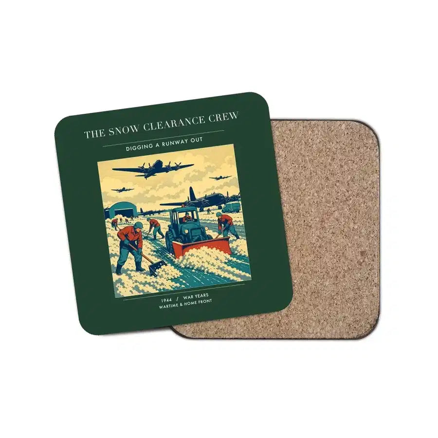 The Snow Clearance Crew - Designed Coasters design on dark green 1-piece