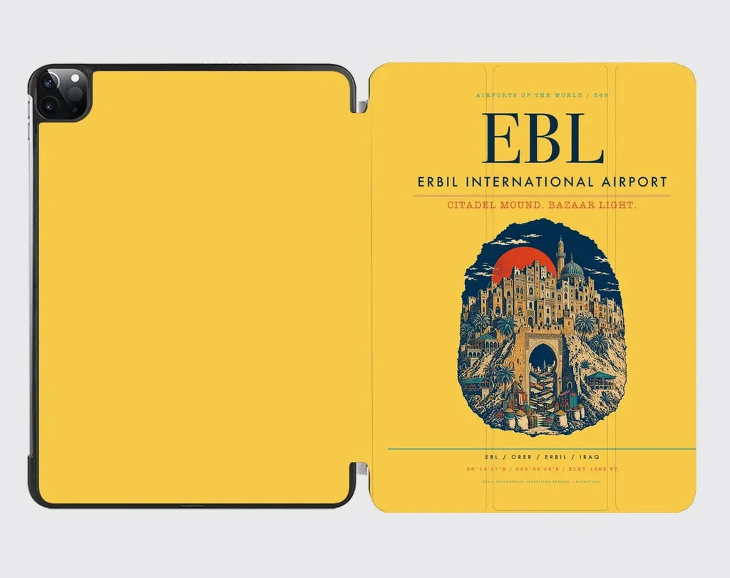 Erbil International Airport (EBL) design on yellow ipad tablet case