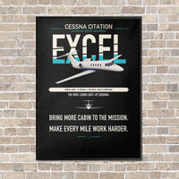 Thumbnail for Cessna Citation Excel vertical canvas print - framed - black background