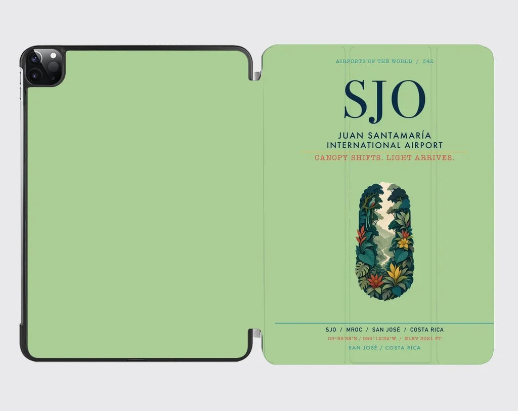 Juan Santamaría International Airport (SJO) design on light green ipad tablet case