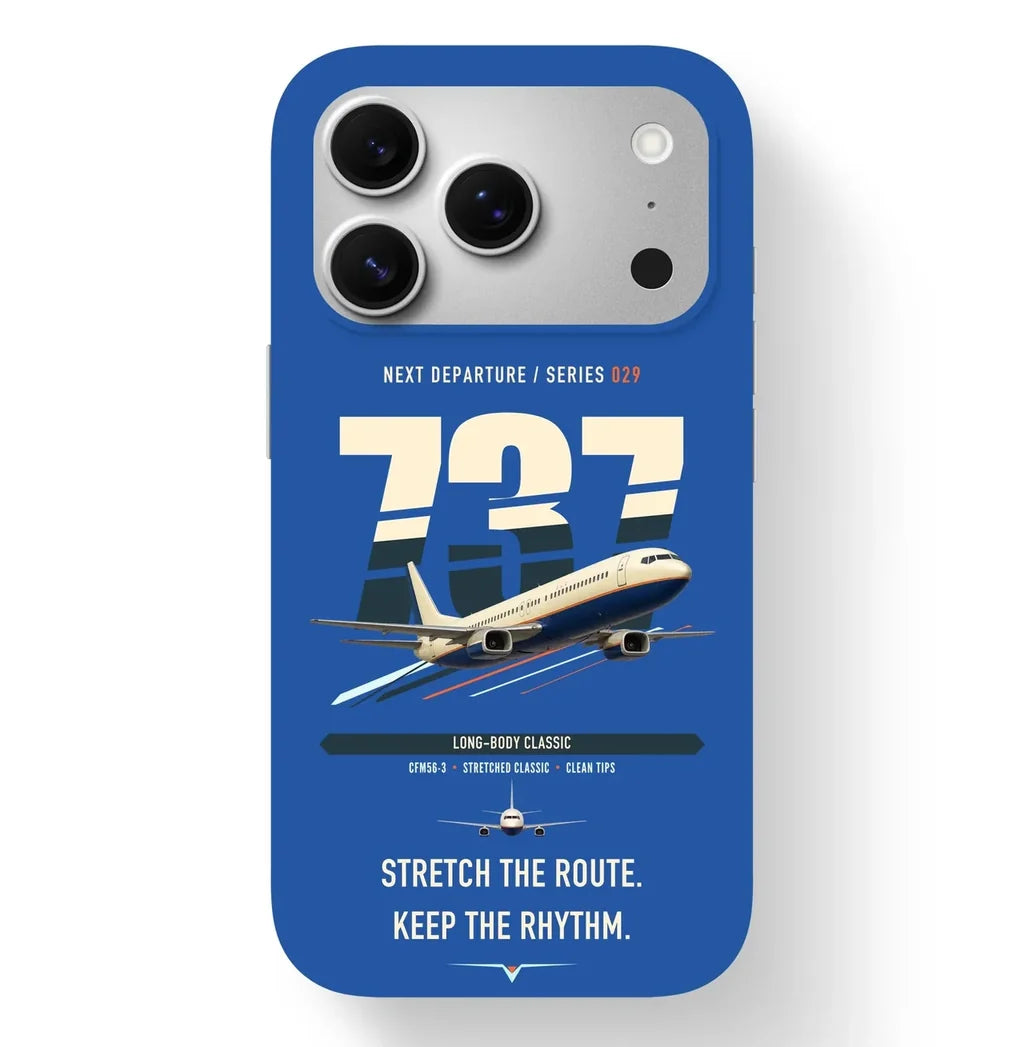 Boeing 737-400 Classic design on blue magsafe iphone case