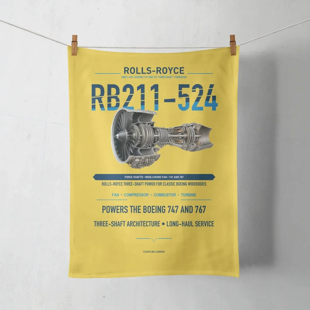 RB211-524 design on yellow towel