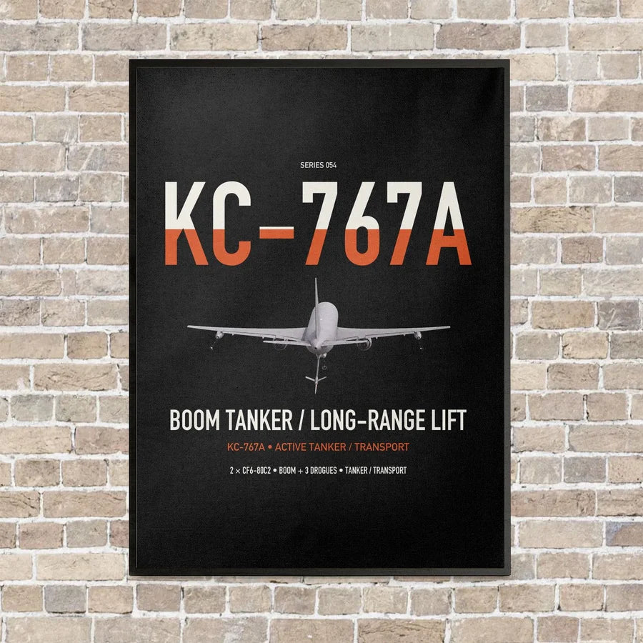 Boeing KC-767A vertical canvas print - framed - black background