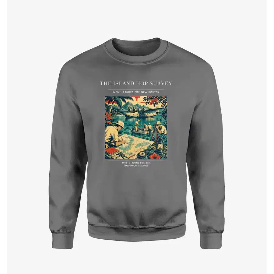 VINTAGE G4209 - The Island Hop Survey - Designed Sweatshirts design on gray