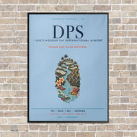 Thumbnail for I Gusti Ngurah Rai International Airport Bali DPS vertical canvas print - framed - light blue background