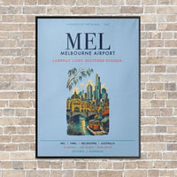 Thumbnail for Melbourne Airport MEL vertical canvas print - framed - light blue background