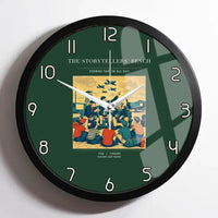 Thumbnail for VINTAGE G4430 - The Storytellers' Bench - Designed Wall Clocks design on darkgreen framed