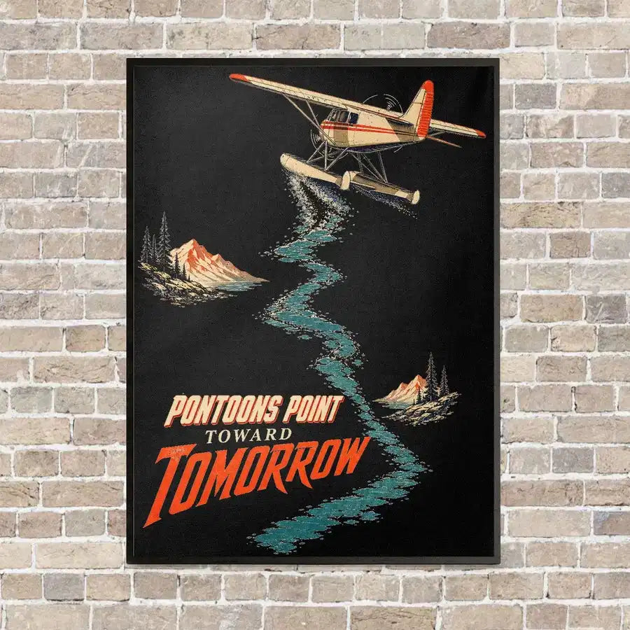 Pontoons Point Toward Tomorrow vertical canvas print - framed - black background