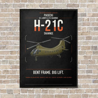 Thumbnail for Piasecki H-21C Shawnee vertical canvas print - framed - black background