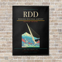 Thumbnail for Redding Regional Airport RDD vertical canvas print - framed - black background