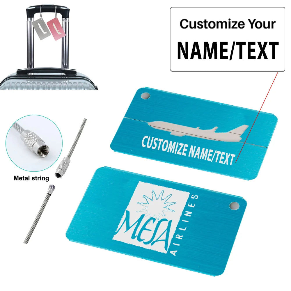 Mesa Airlines Aluminum Airplane Luggage tag, Blue + NAME