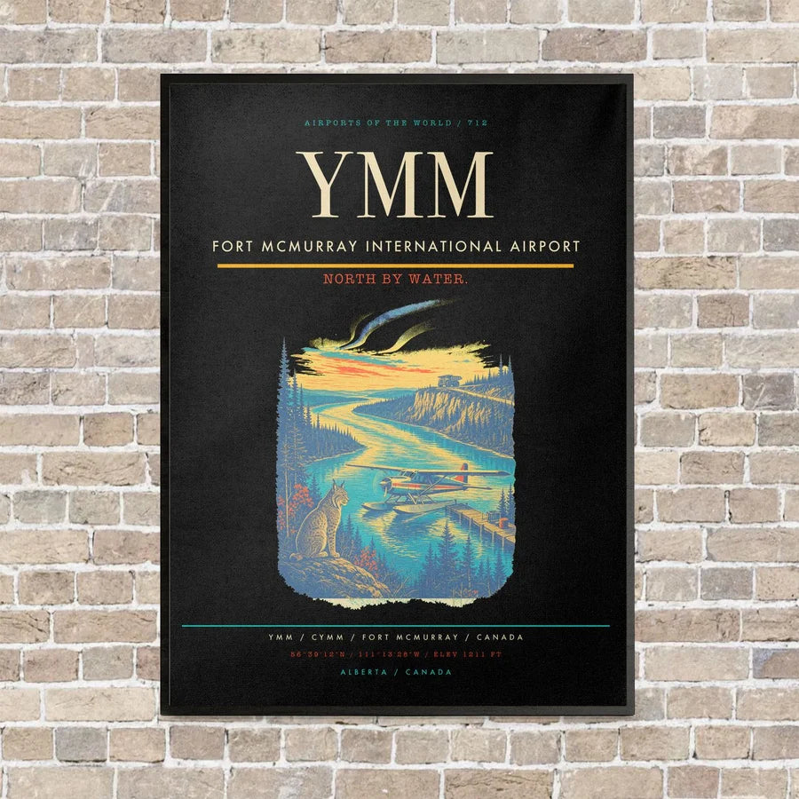 Fort McMurray International Airport YMM vertical canvas print - framed - black background