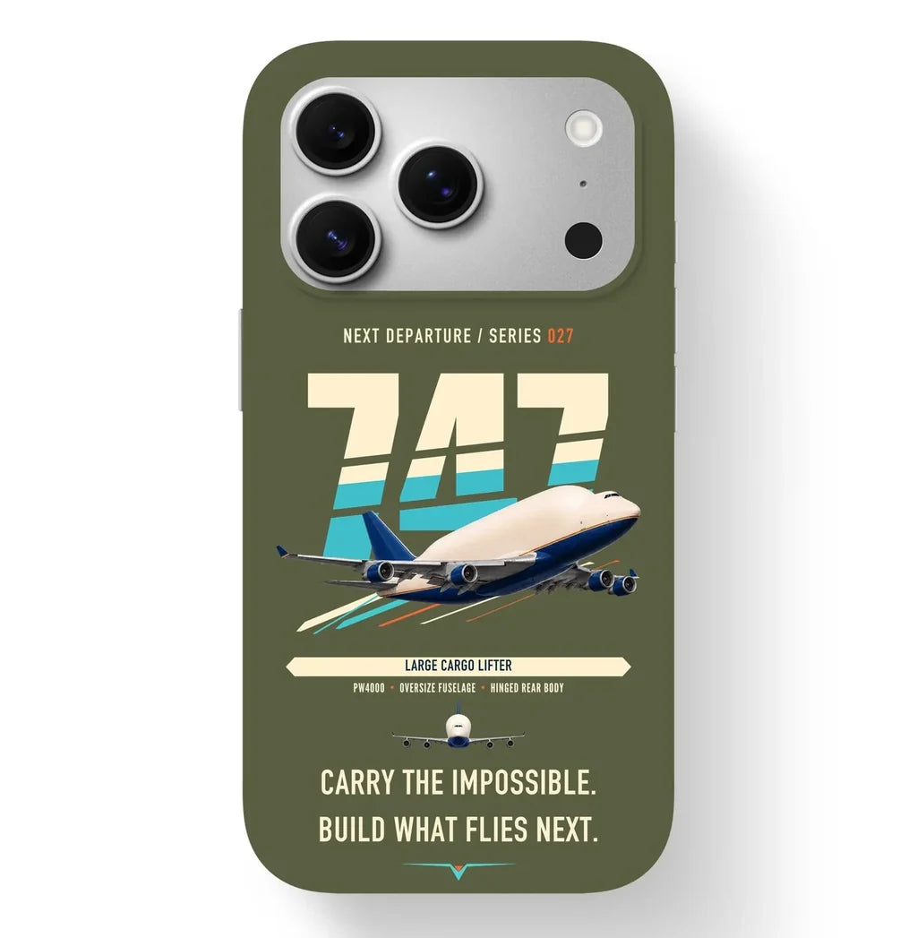 Boeing 747-400 Dreamlifter design on green army magsafe iphone case