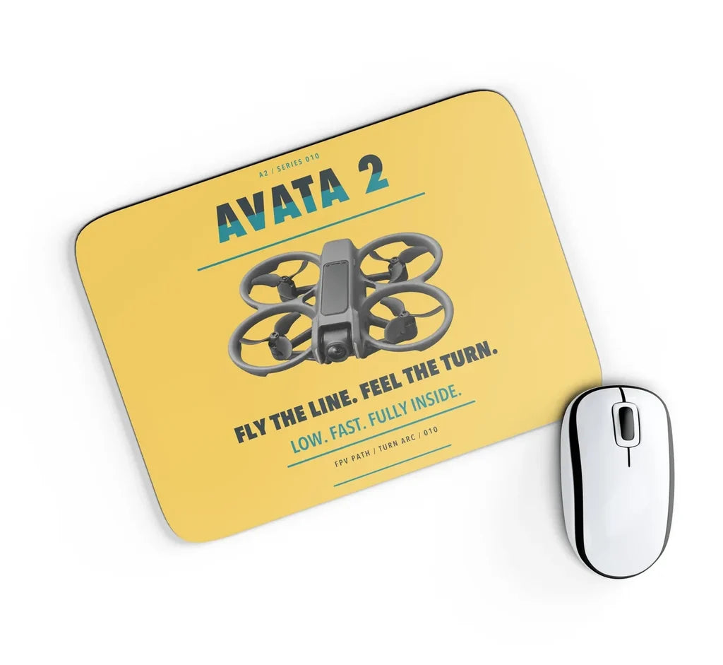 DJI Avata 2 design on yellow rectangle mouse pad
