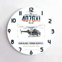 Thumbnail for Bell 407GXi design on white no frame wall clock