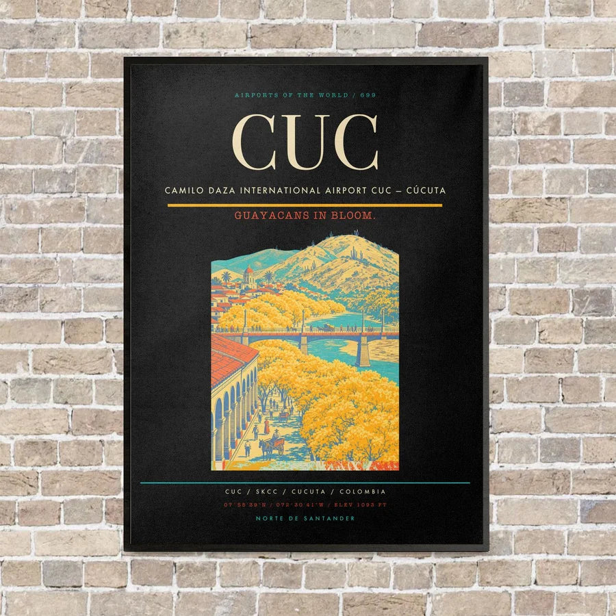 Camilo Daza International Airport CUC — Cúcuta vertical canvas print - framed - black background