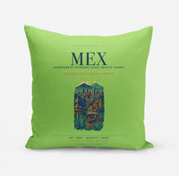 Thumbnail for Mexico City Benito Juarez International Airport (MEX) design on light green pillow