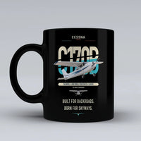 Thumbnail for Cessna 170B design on black ceramic mug, double-side print