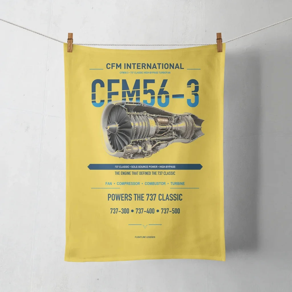 CFM56-3 design on yellow towel