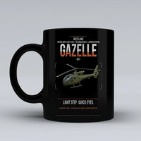 Thumbnail for Westland Gazelle AH1 design on black ceramic mug, double-side print