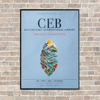 Thumbnail for Mactan-Cebu International Airport CEB vertical canvas print - framed - light blue background