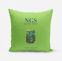 Thumbnail for Nagasaki Airport (NGS) design on light green pillow