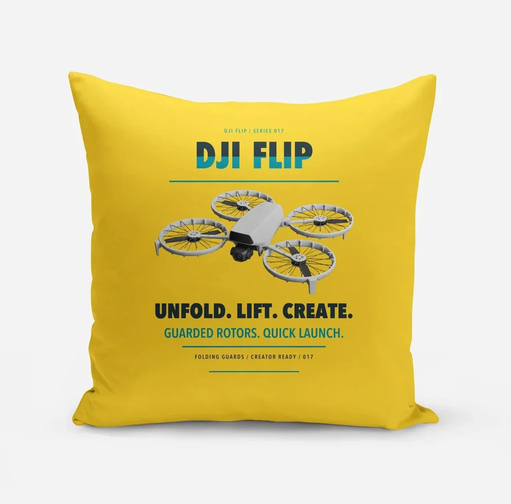 DJI Flip design on yellow pillow