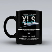 Thumbnail for Cessna Citation XLS design on black ceramic mug, double-side print