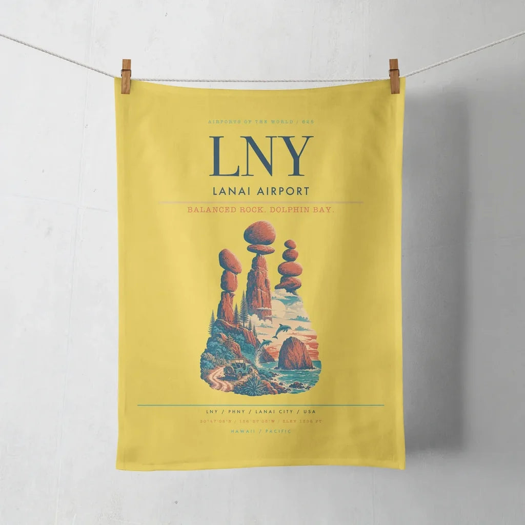 Lanai Airport (LNY) design on yellow towel