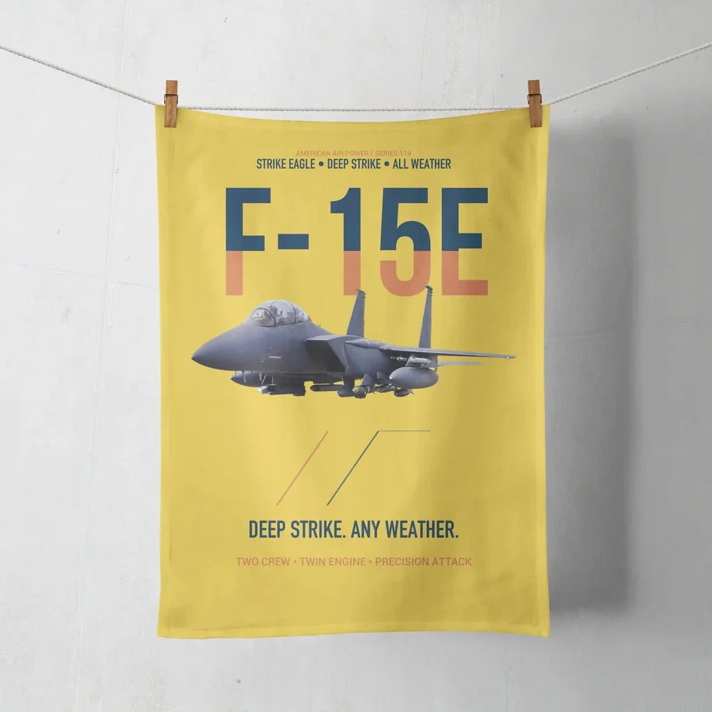 F-15E Strike Eagle Deep Strike Any Weather design on yellow towel