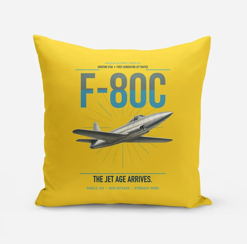 F-80C Shooting Star design on yellow pillow
