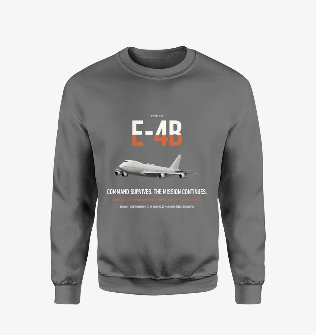 E-4B Nightwatch design on gray sweatshirt
