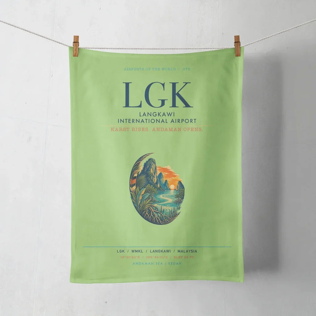 Langkawi International Airport (LGK) design on light green towel