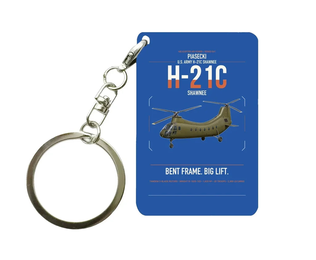 Piasecki H-21C Shawnee design on blue designed key chain, double-side print