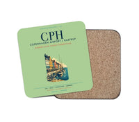 Thumbnail for Copenhagen Airport Kastrup (CPH) design on light green 1 piece coaster