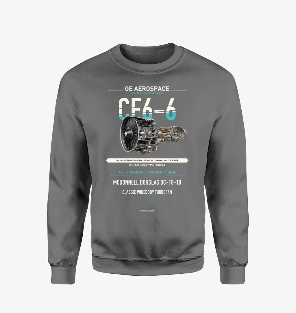 CF6-6 design on gray sweatshirt