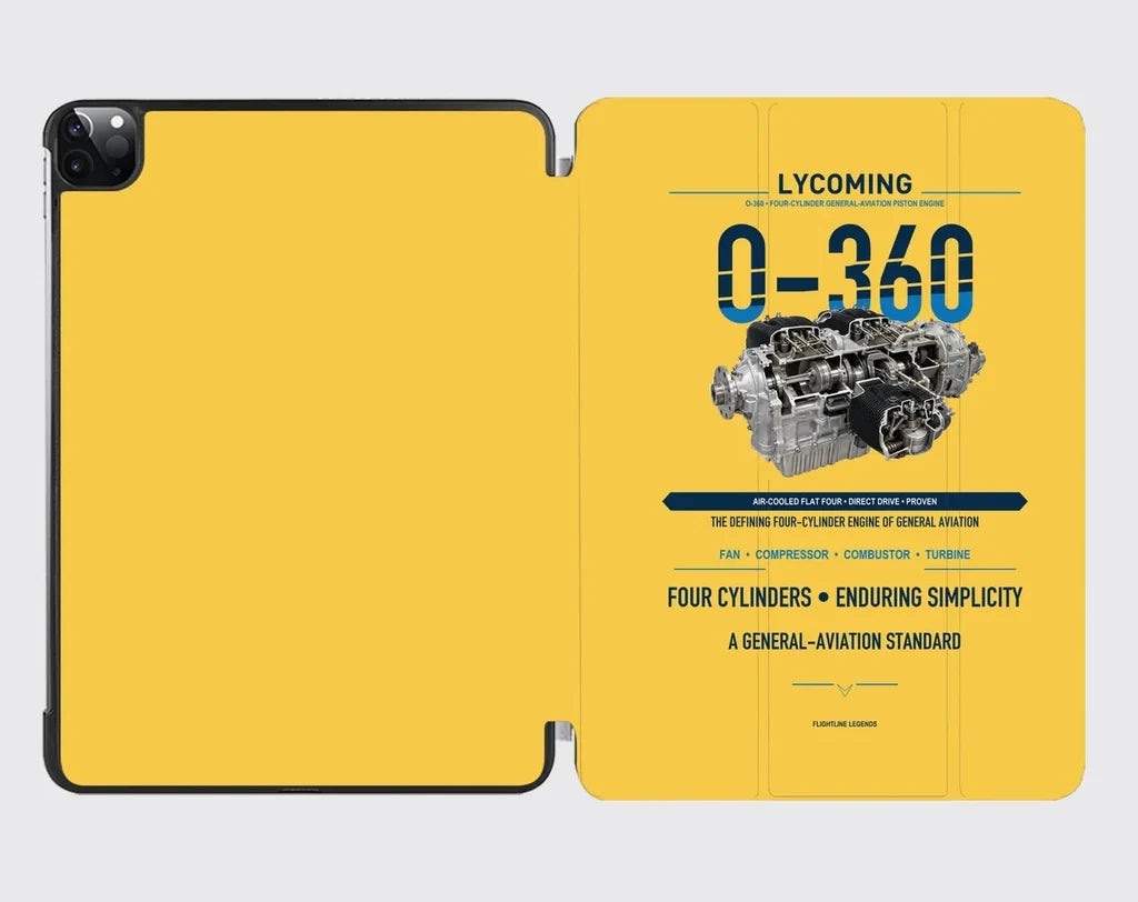 O-360 design on yellow ipad tablet case