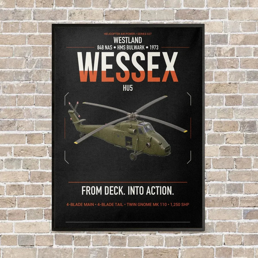 Westland Wessex HU5 vertical canvas print - framed - black background