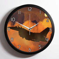 Thumbnail for Departing Fighter Jet 16 aviation design on premium wood and metal wall clock.