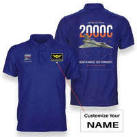 Thumbnail for Dassault Mirage 2000C RDI design on blue+name double-side polo t-shirt, double-side print