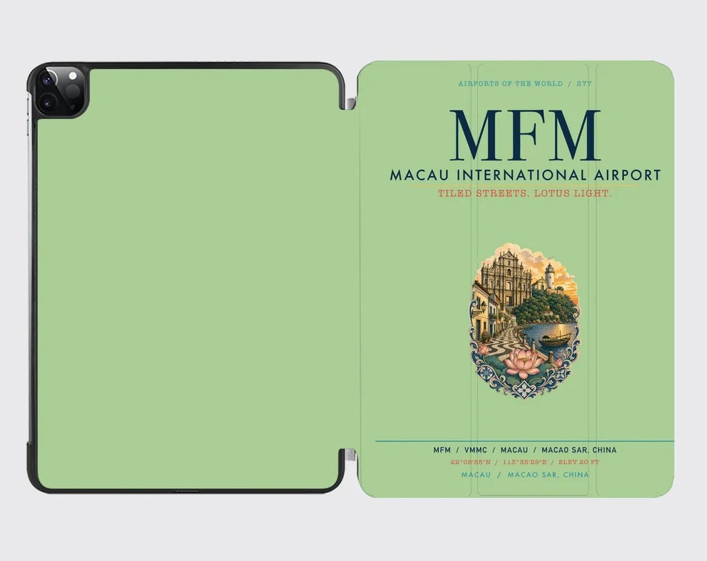 Macau International Airport (MFM) design on light green ipad tablet case