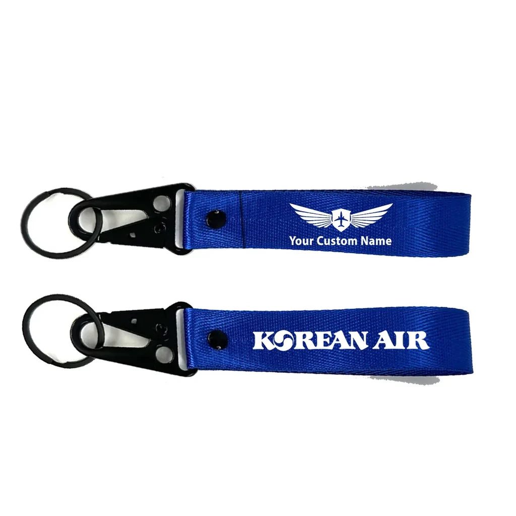 Korean Airlines Hawk-shaped key chain, Blue+NAME
