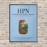 Thumbnail for Westchester County Airport HPN vertical canvas print - framed - light blue background