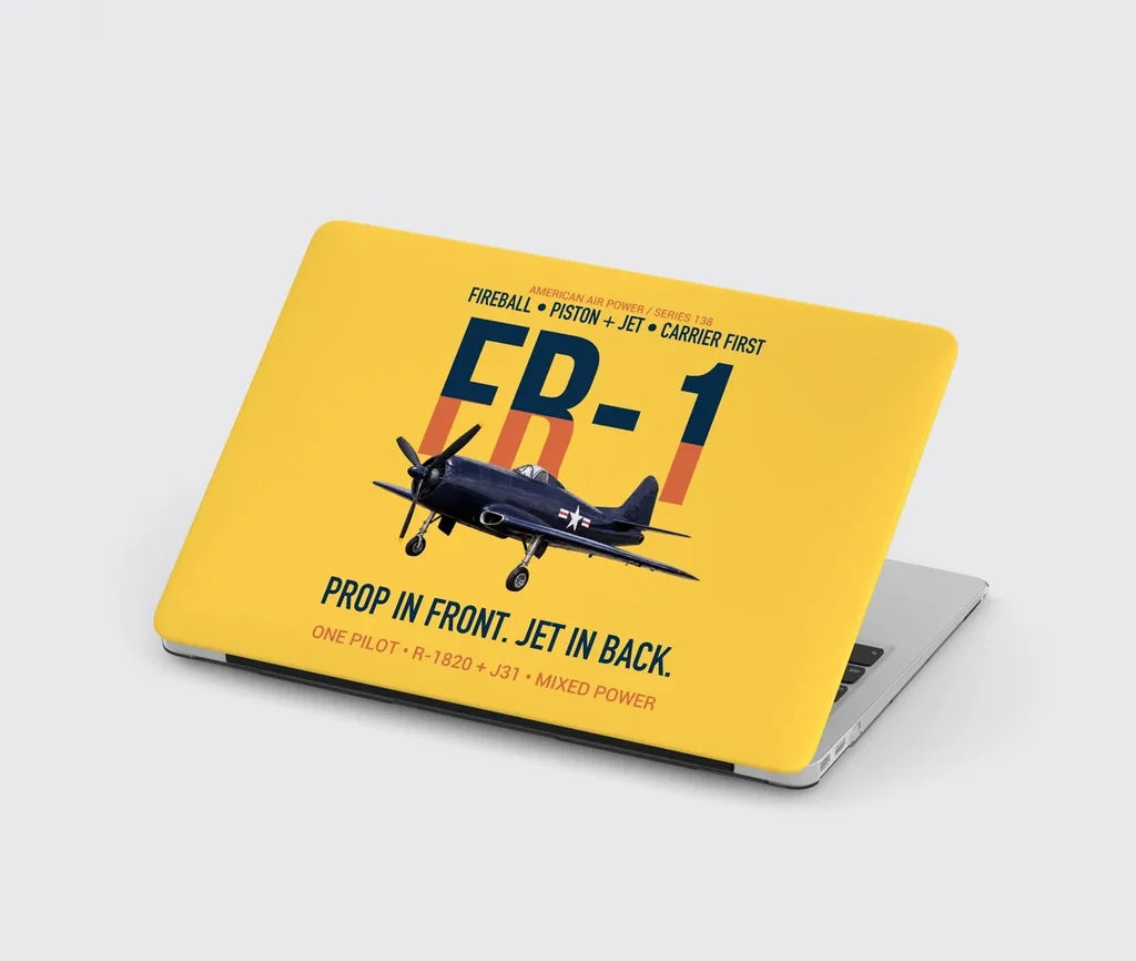 FR-1 Fireball Prop in Front Jet in Back design on yellow MacBook case