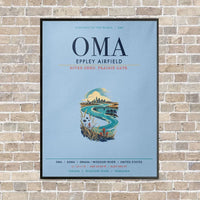 Thumbnail for Omaha Eppley Airfield OMA vertical canvas print - framed - light blue background