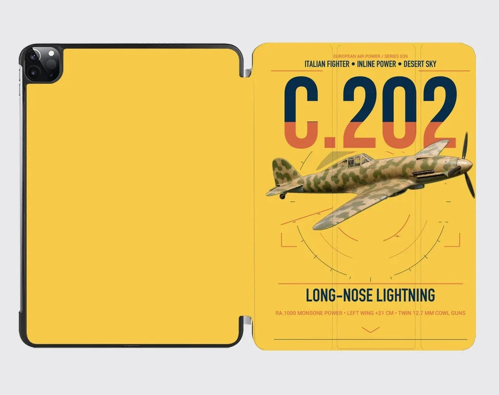 Macchi C.202 Folgore design on yellow ipad tablet case