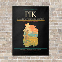 Thumbnail for Glasgow Prestwick Airport PIK vertical canvas print - framed - black background