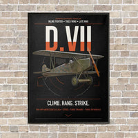 Thumbnail for Fokker D.VII vertical canvas print - framed - black background